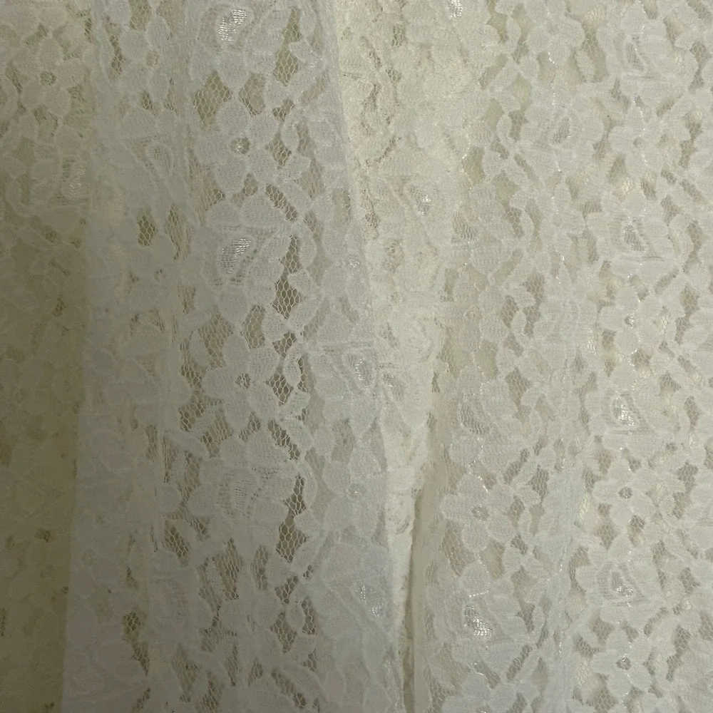 Vintage Tudor Court‎ White Floral Cut Out Open Cardigan Large Lagenlook Spring